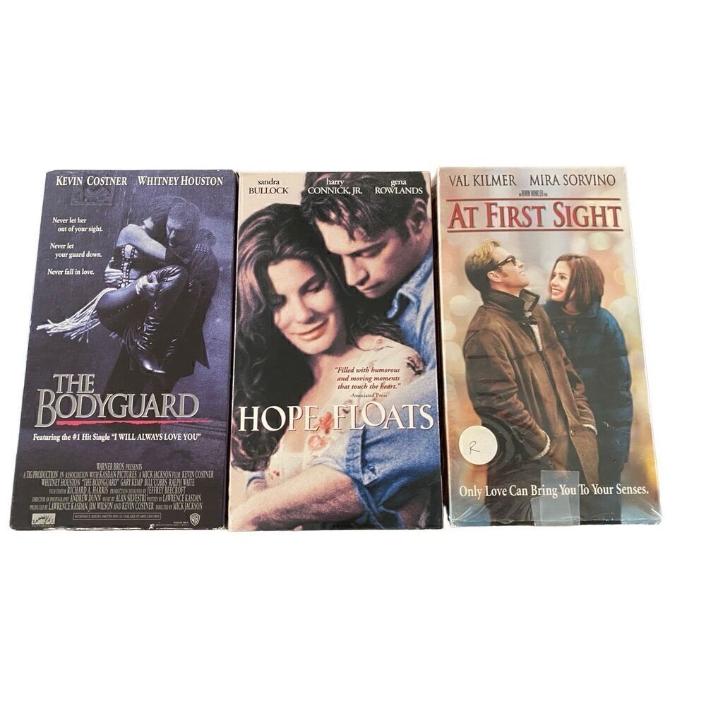 Lot of 3 Romance VHS Tapes The Bodyguard Hope Floats At Fist Sight Vintage Movie